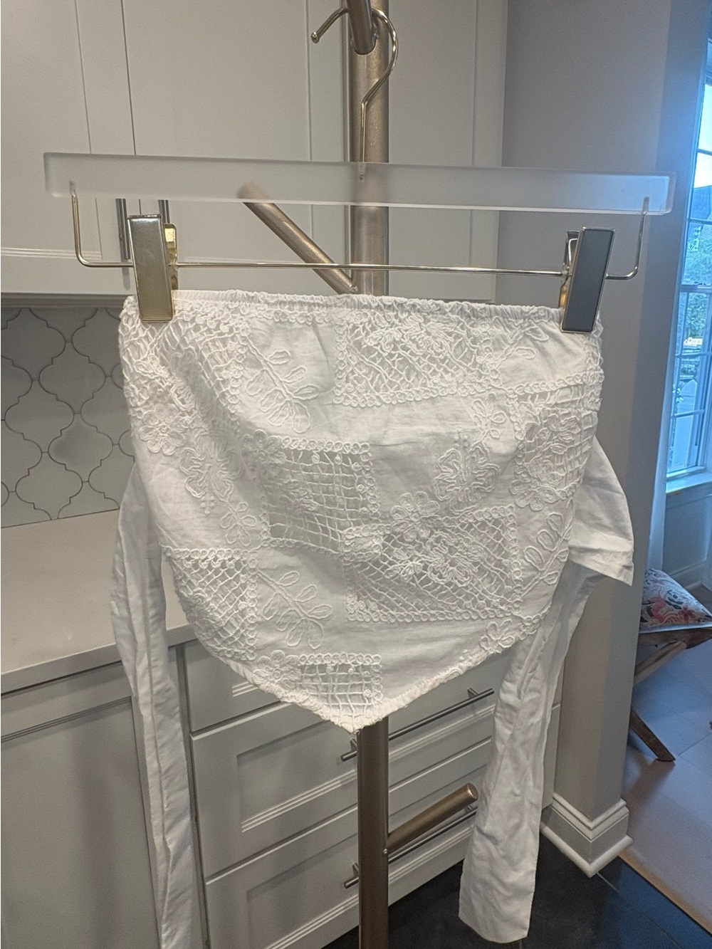 NWT Altar’d State White Embroidered Bandana Tie Crop Top